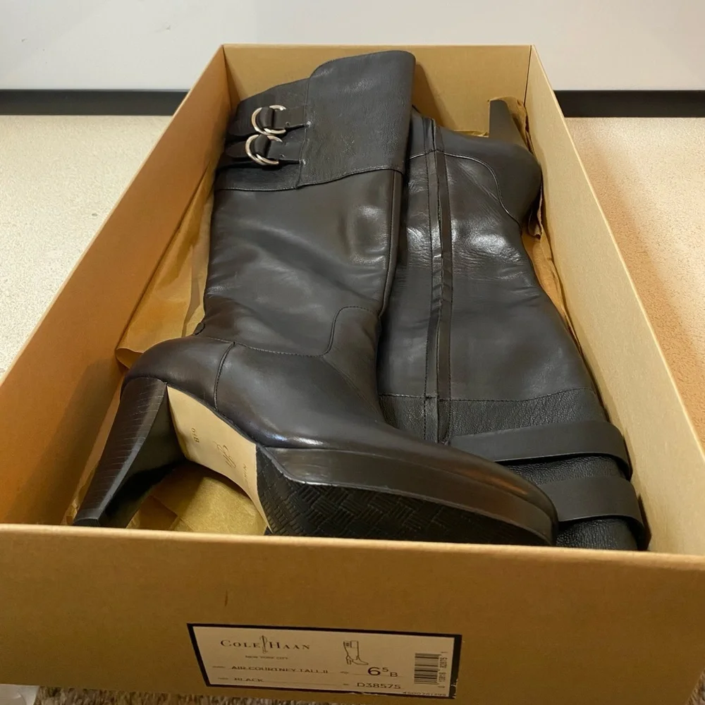 Cole Haan Tall Boots With Nike Air Soles 4” Heel Size 6 1/2 B NIB
